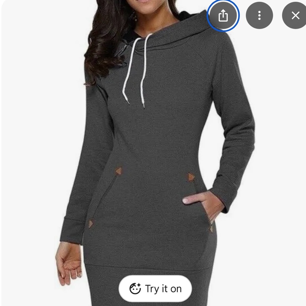 Biubiu Casual Gray Mini Sweatshirt Long Sleeve Hooded Dress/ Sz S
